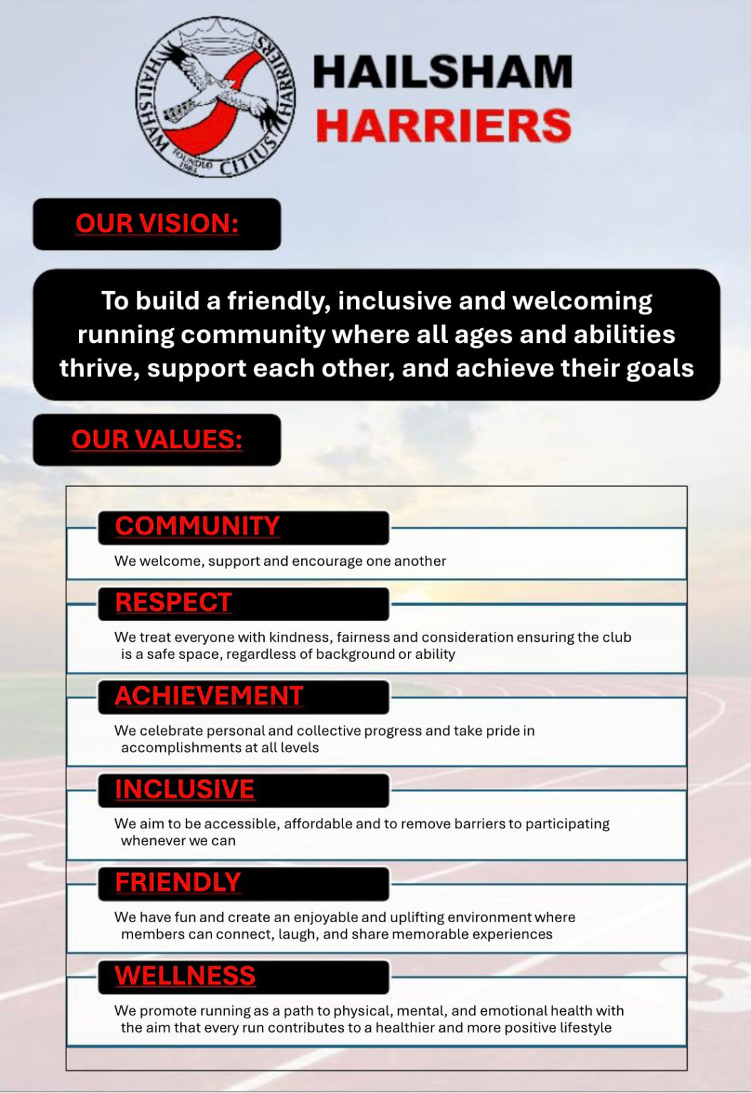 Club Values Club Vision and Values - Hailsham Harriers